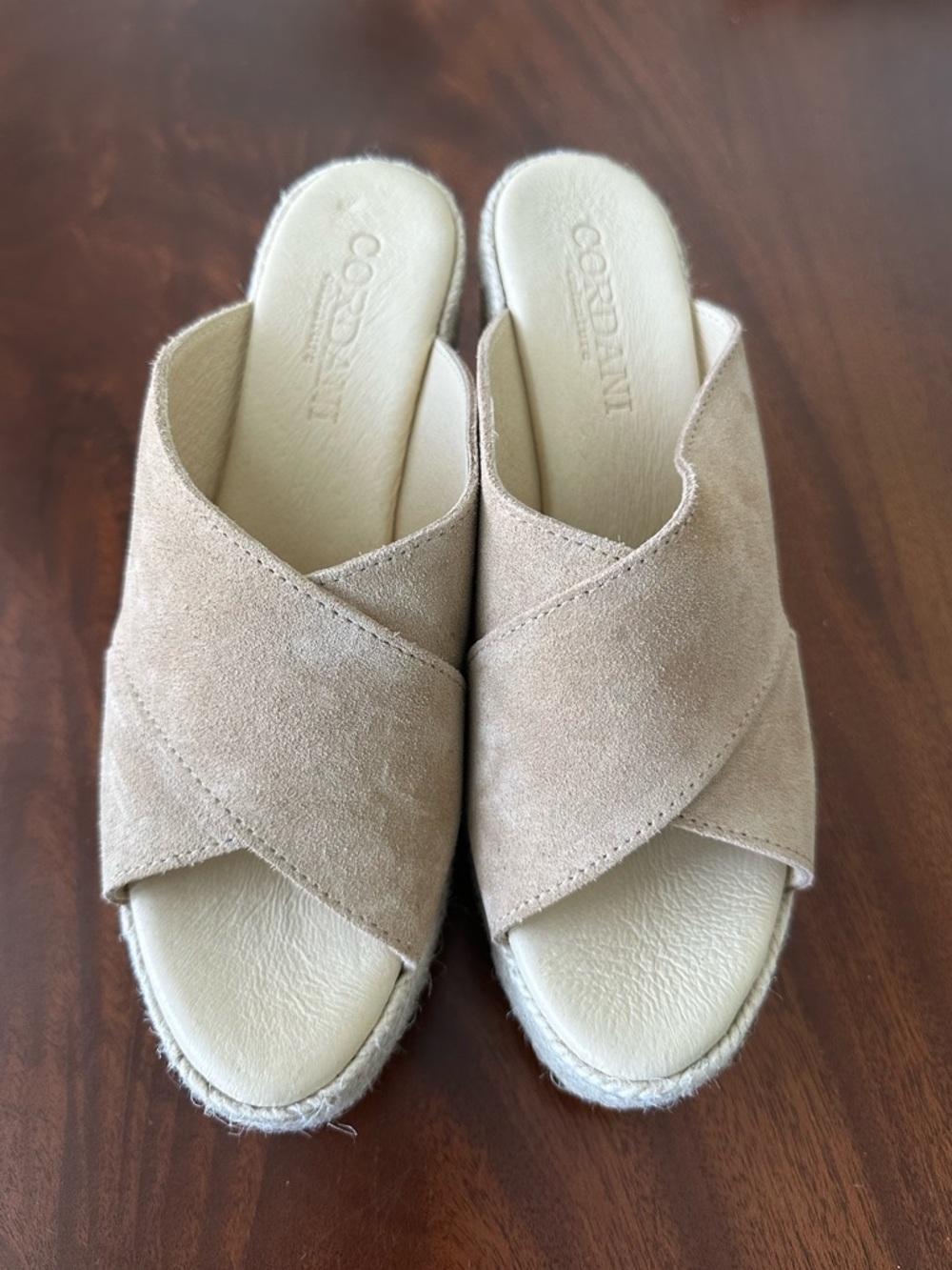 Cordani Ellis Slide Platform Espadrille Heeled Sandals in neutral sz 9 - Picture 2 of 5